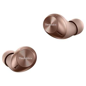 Technics True Wireless Multipoint Bluetooth Earbuds with Microphone, HiFi, Clear Calls, Long Battery Life, Lightweight Comfort Fit, Alexa Built in, EAH-AZ40-N (Rose Gold)