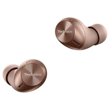 Technics True Wireless Multipoint Bluetooth Earbuds with Microphone, HiFi, Clear Calls, Long Battery Life, Lightweight Comfort Fit, Alexa Built in, EAH-AZ40-N (Rose Gold)