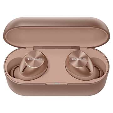 Technics True Wireless Multipoint Bluetooth Earbuds with Microphone, HiFi, Clear Calls, Long Battery Life, Lightweight Comfort Fit, Alexa Built in, EAH-AZ40-N (Rose Gold)