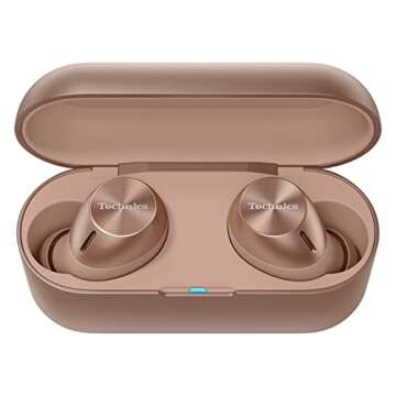 Technics True Wireless Multipoint Bluetooth Earbuds with Microphone, HiFi, Clear Calls, Long Battery Life, Lightweight Comfort Fit, Alexa Built in, EAH-AZ40-N (Rose Gold)