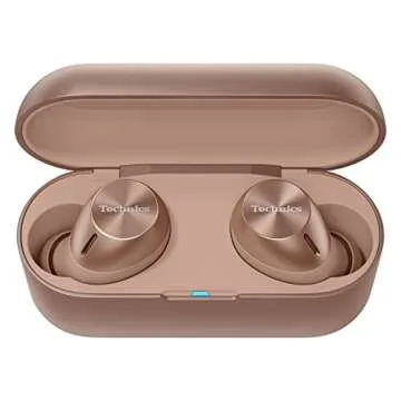 Technics True Wireless Multipoint Bluetooth Earbuds with Microphone, HiFi, Clear Calls, Long Battery Life, Lightweight Comfort Fit, Alexa Built in, EAH-AZ40-N (Rose Gold)