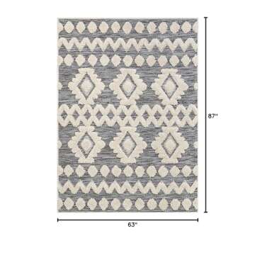 Well Woven Bellagio Chiara Tribal Moroccan Grey Flat-Weave 5'3" x 7'3" Area Rug