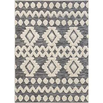 Well Woven Bellagio Chiara Tribal Moroccan Grey Flat-Weave 5'3" x 7'3" Area Rug