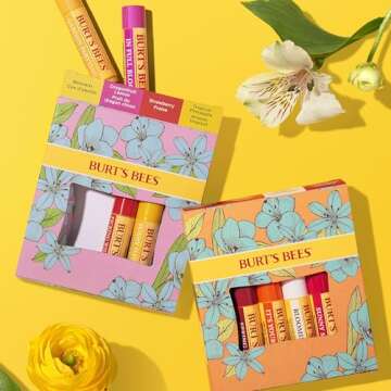 Burt's Bees Valentines Day Gifts Ideas - Just Picked Lip Balm Set, Pomegranate, Watermelon, Sweet Mandarin, Coconut & Pear, Natural Origin Lip Treatment, 4 Tubes, 0.15 oz.