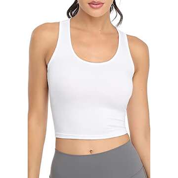 Porvike Sports Women's Crop Tank Tops 3-Pack - Athletic Yoga, Racerback Running, Cotton Workout Shir...