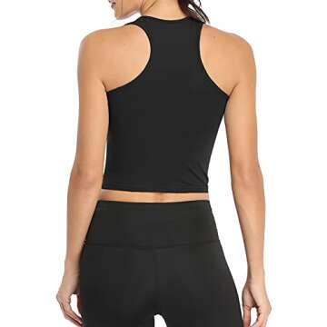 Porvike Sports Women's Crop Tank Tops 3-Pack - Athletic Yoga, Racerback Running, Cotton Workout Shirts (M, Black White Pink)