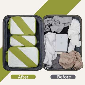 Doxerfit Compression Packing Cubes 6 Set Travel Essentials Organizer Bags for Luggage Travel Accessories