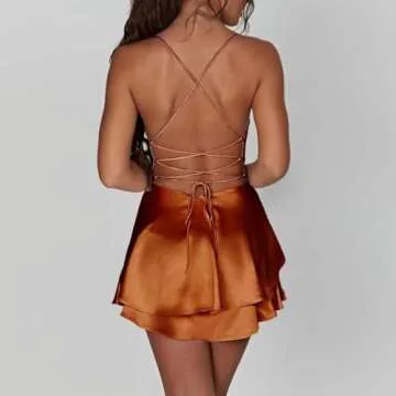 SUOLUOS Satin Homecoming Dress 2024 Spaghetti Straps Red