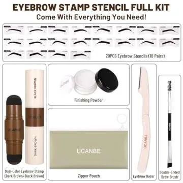 UCANBE 25PCS Eyebrow Stamp Stencil Kit With Dual-Color Eyebrow Stamp Pomade,20 Reusable Eyebrow Sten...