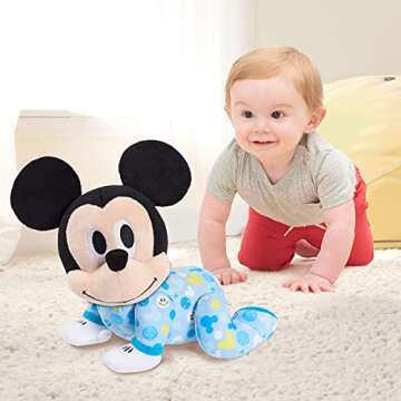 Disney Baby Musical Crawling Pals Plush, Mickey Mouse, Interactive Crawling Plush, Stuffed Animal, O...