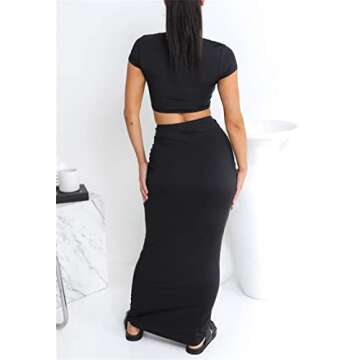 Lybiogs Women's 2PC Y2K Maxi Skirt Set for Summer
