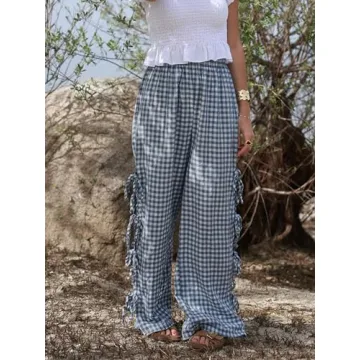Sunloudy Y2K Gingham Pants for Trendy Summer Style