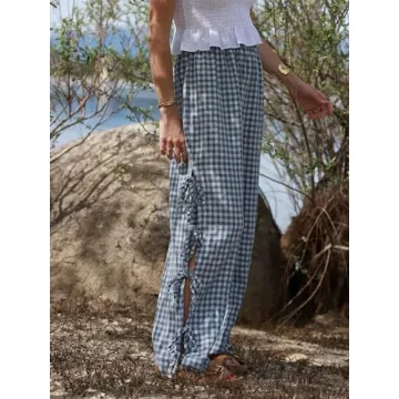 Sunloudy Y2K Gingham Pants for Trendy Summer Style