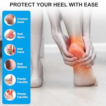 4 Pairs Gel Heel Protectors, Silicone Heel Cups for Heel Pains,Cracked Heels, Heel Spurs, Plantar Fa...