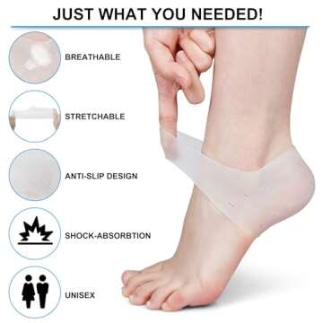 4 Pairs Gel Heel Protectors, Silicone Heel Cups for Heel Pains,Cracked Heels, Heel Spurs, Plantar Fasciitis,Unisex Fit Gel Heel Pads,Heel Pain Relief for Men Women Teens