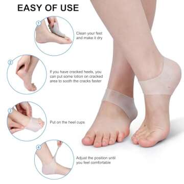 4 Pairs Gel Heel Protectors, Silicone Heel Cups for Heel Pains,Cracked Heels, Heel Spurs, Plantar Fasciitis,Unisex Fit Gel Heel Pads,Heel Pain Relief for Men Women Teens
