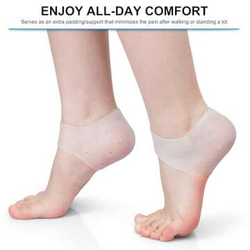 4 Pairs Gel Heel Protectors, Silicone Heel Cups for Heel Pains,Cracked Heels, Heel Spurs, Plantar Fasciitis,Unisex Fit Gel Heel Pads,Heel Pain Relief for Men Women Teens