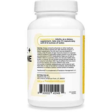 TransformHQ Caffeine & L-Theanine (100mg Each) 180 Caps - Gluten Free, Non-GMO