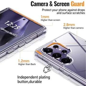 Oterkin for Samsung Galaxy S24 Ultra Case Clear, [20X Anti-Yellowing] S24 Ultra Phone Case with [Bui...