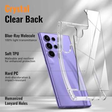 Oterkin for Samsung Galaxy S24 Ultra Case Clear, [20X Anti-Yellowing] S24 Ultra Phone Case with [Built-in 4 Airbags][10FT Military Grade Protection] [Crystal Transparent Slim] Case (Clear)