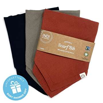 Kishu Baby Indi GOTS Organic Muslin Baby Bandana Bibs for Boys and Girls, 4-Way Reversible Drool Bib Set