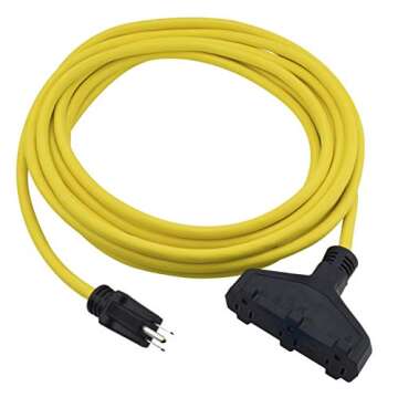 Prime EC600825 Extra Heavy Duty 25-Foot Outdoor Generator Extension Cord 3-Conductor Triple Tap