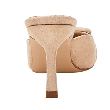 VETASTE Women's Heeled Mules Pointed Toe Suede Buckle Slip On Sandals Kitten Heels Party Wedding Shoes
