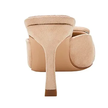 VETASTE Women's Heeled Mules Pointed Toe Suede Buckle Slip On Sandals Kitten Heels Party Wedding Shoes