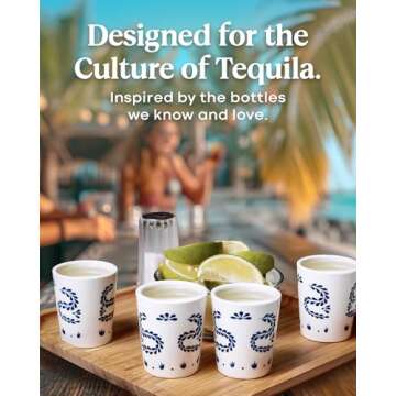 MEZCASA Azul Tequila Shot Glasses — Premium Ceramic Shot Glass for Enthusiasts — Stylish Tequila...
