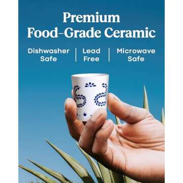 MEZCASA Azul Tequila Shot Glasses - Stylish Ceramic Set