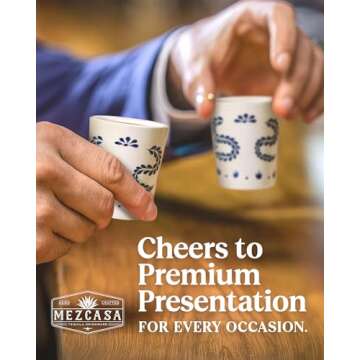 MEZCASA Azul Tequila Shot Glasses - Stylish Ceramic Set