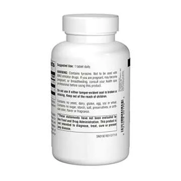 Source Naturals L-Tyrosine 500mg Free Form Amino Acid - 100 Tablets (Pack of 3)