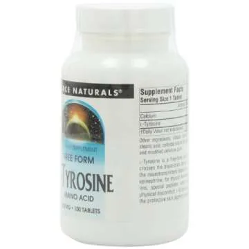 Source Naturals L-Tyrosine 500mg Free Form Amino Acid - 100 Tablets (Pack of 3)