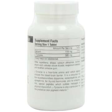 Source Naturals L-Tyrosine 500mg Free Form Amino Acid - 100 Tablets (Pack of 3)