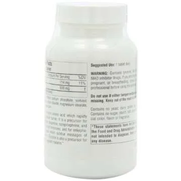 Source Naturals L-Tyrosine 500mg Free Form Amino Acid - 100 Tablets (Pack of 3)