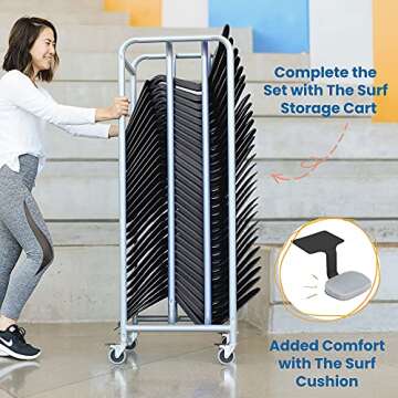 ECR4Kids The Surf Portable Lap Desk, Flexible Seating, Black, 10-Pack