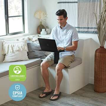 ECR4Kids The Surf Portable Lap Desk, Flexible Seating, Black, 10-Pack