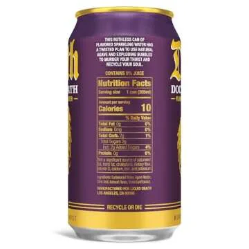 Liquid Death, Doctor Death Sparkling Water, 12-Pack (12oz Cans), Soda Flavored Sparkling Beverage, Low Calorie & No Artificial Sweeteners