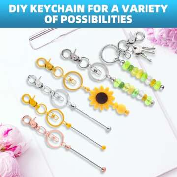 20 Pieces Beadable Keychains Bars - DIY Multicolor Blank Beadable Keychains - Keychain Bars Suitable for Bead Keychain - Beaded Keychain Making for DIY Gift
