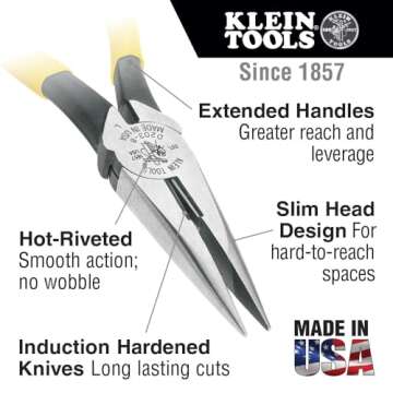 Klein Tools 80020 Plier Set with Lineman's Pliers, Diagonal Cutters, and Needle Nose Pliers, Made in USA with Induction Hardened Knives, 3-Piece
