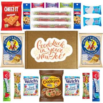Hangry Kits New Job Gifts for Men, Women and Co-Workers. Delicious Snack Box with New Job Meme