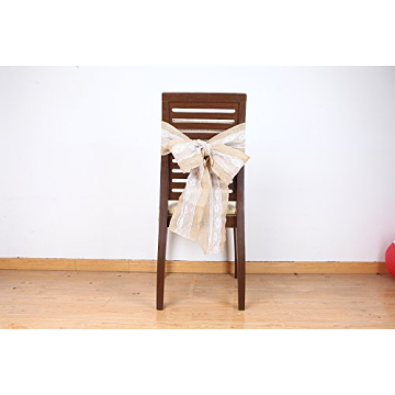 Burlap Chair Sashes with Lace for Rustic Weddings