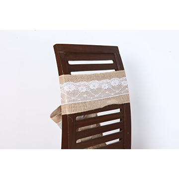 Burlap Chair Sashes with Lace for Rustic Weddings