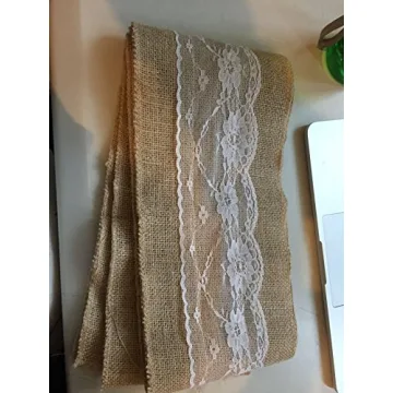 Burlap Chair Sashes with Lace for Rustic Weddings
