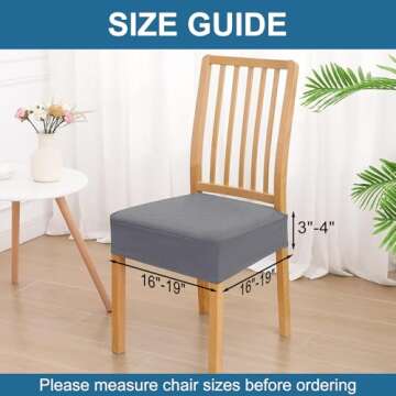 Smiry Waterproof Seat Covers for Dining Room Chairs Set of 6, Stretch Jacquard Removable Washable Ch...