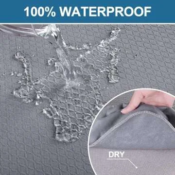 Smiry Waterproof Seat Covers for Dining Room Chairs Set of 6, Stretch Jacquard Removable Washable Chair Seat Slipcovers Protector, No Rear Covers, Grey