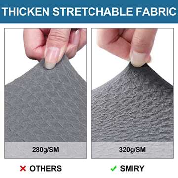 Smiry Waterproof Seat Covers for Dining Room Chairs Set of 6, Stretch Jacquard Removable Washable Chair Seat Slipcovers Protector, No Rear Covers, Grey