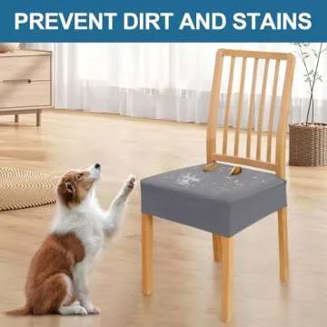 Smiry Waterproof Seat Covers for Dining Room Chairs Set of 6, Stretch Jacquard Removable Washable Chair Seat Slipcovers Protector, No Rear Covers, Grey