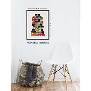 Stacked Shoebox Collection - Hypebeast Sneaker Poster - Sneakerhead Bedroom Decor Wall Art - 11x14 - Unframed