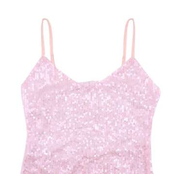 BOLLEY JOSS Women's Sequins Midi Dress Sexy Spaghetti Strap Long Dress Sparkly Back Slit Bodycon Dre...